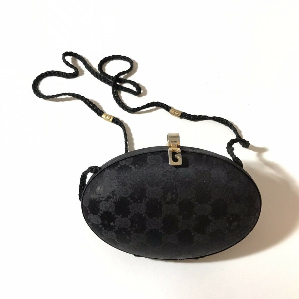 Vintage Gucci Hard Shell Clam Monogram Black Crossbody Bag